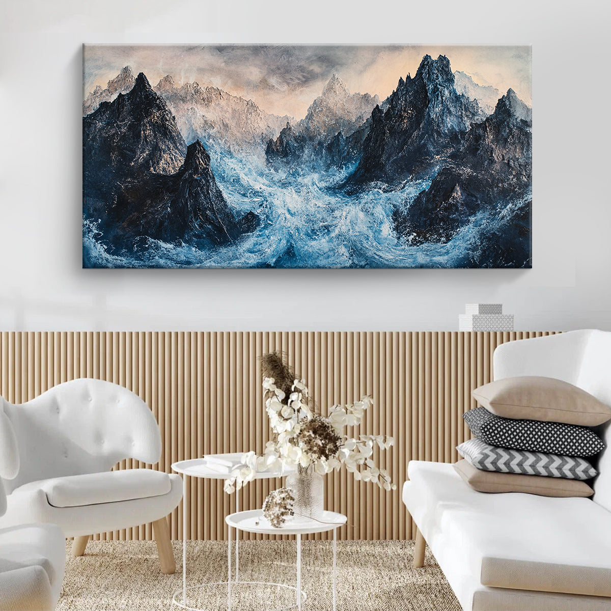 Tempestuous Peaks Landscape Abstract Canvas Wall Art for Living Room