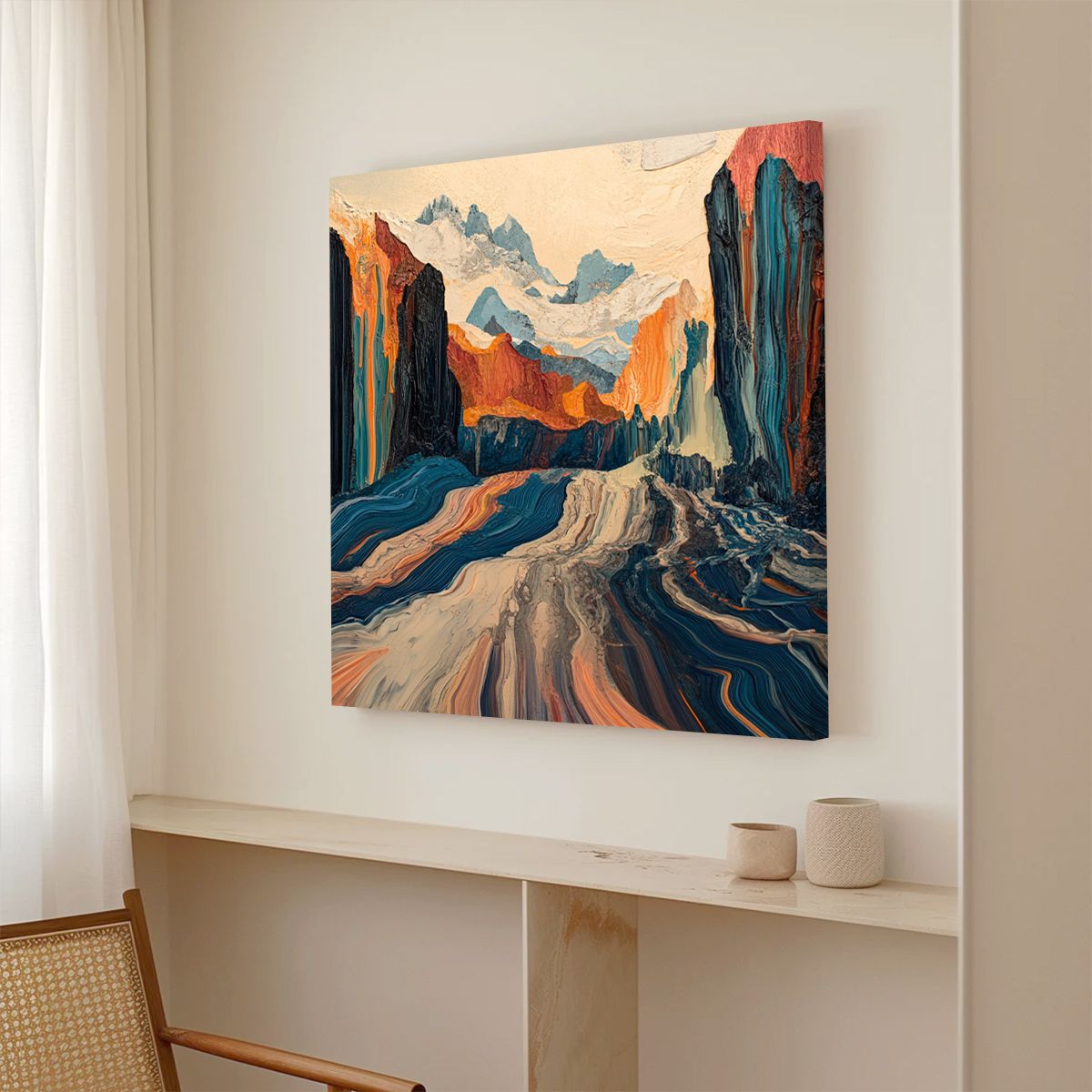 Fluid Horizons Abstract Canvas Wall Art for Living Room