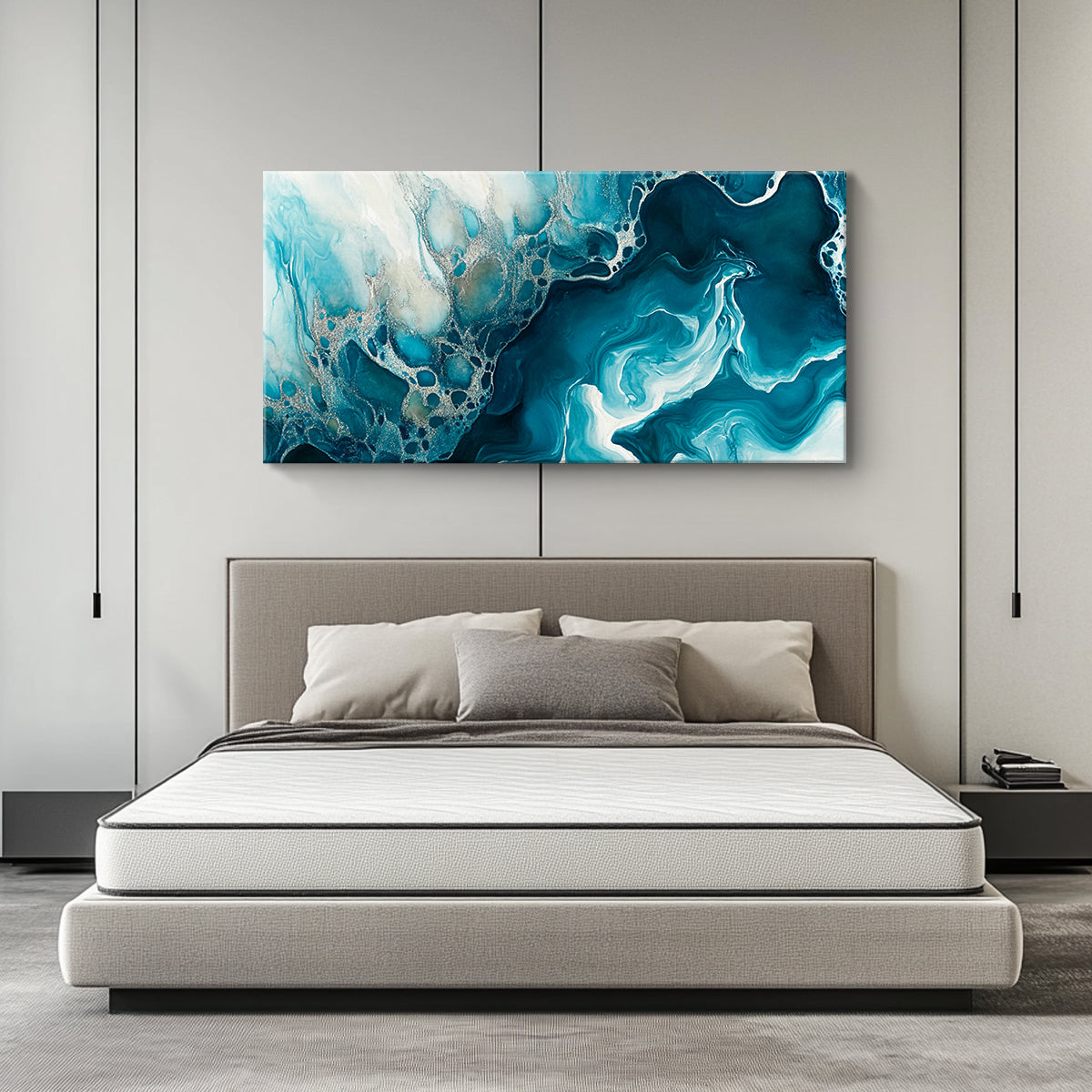 Aqua Dreams Fluid Art Abstract Canvas Wall Art
