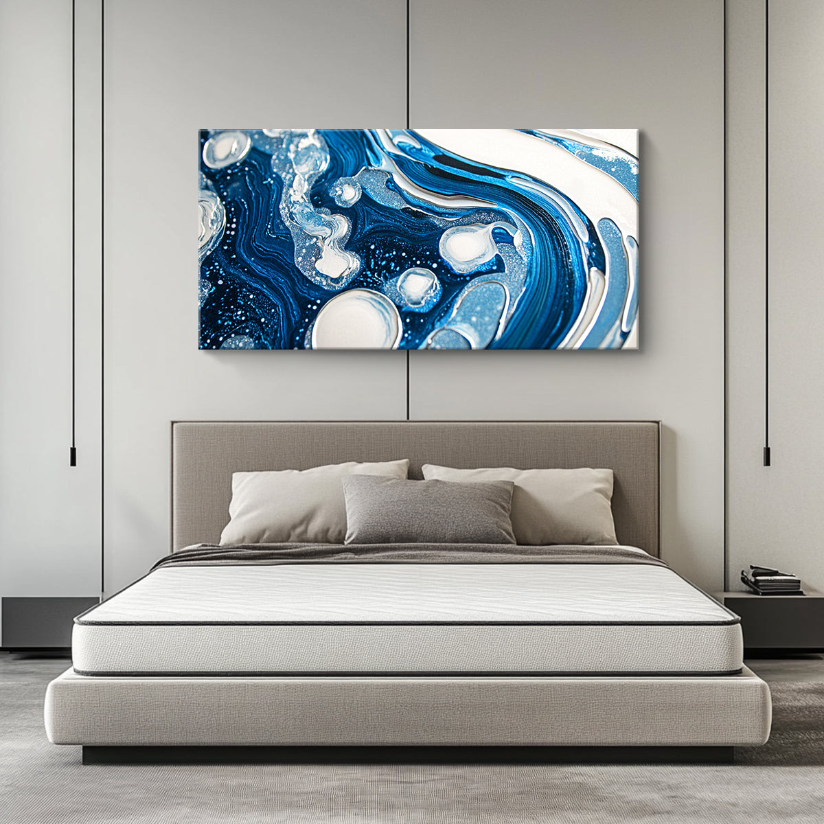 Oceanic Whispers Fluid Art Abstract Canvas Wall Art