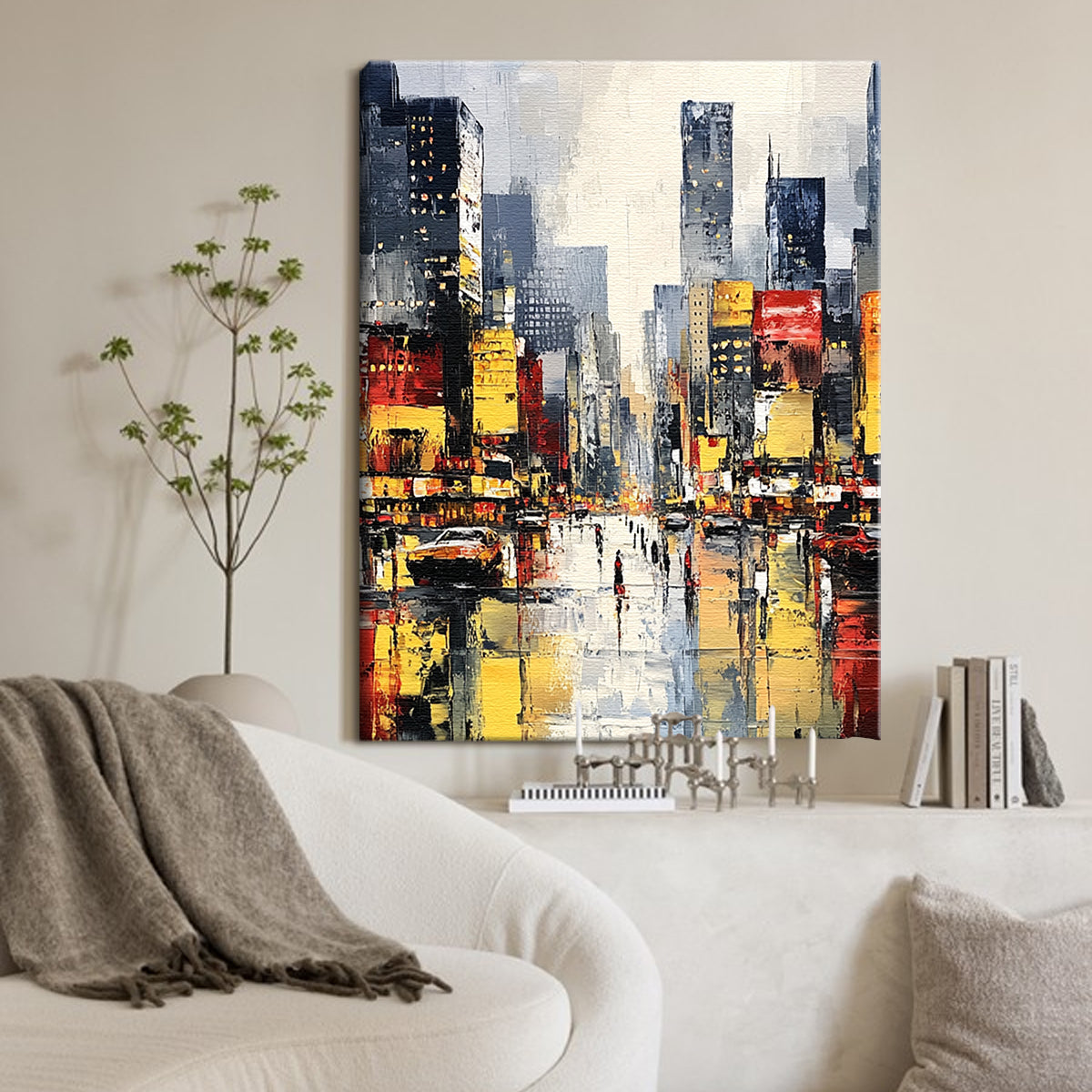 City Lights Contemporary Cityscape Abstract Canvas Wall Art