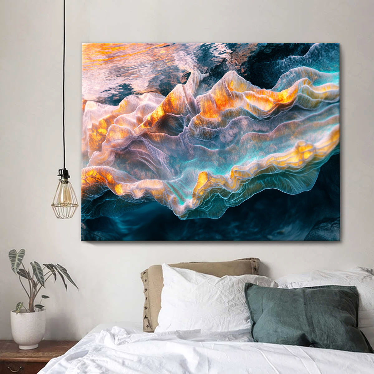 Ocean Whispers Luminous Abstract Canvas Wall Art