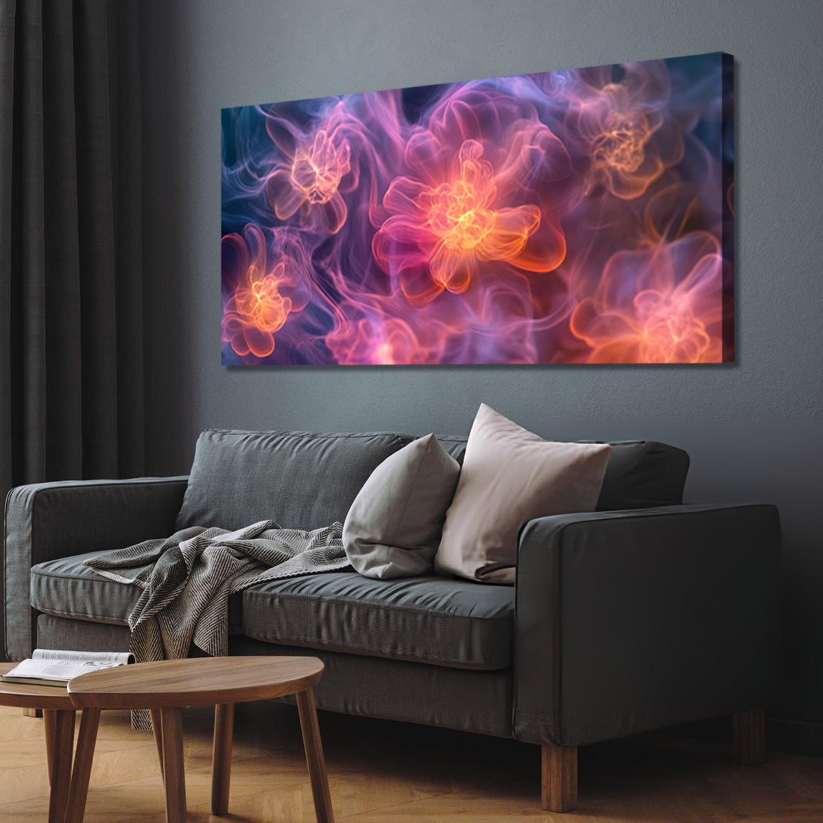 Ethereal Blooms Digital Floral Abstract Canvas Wall Art