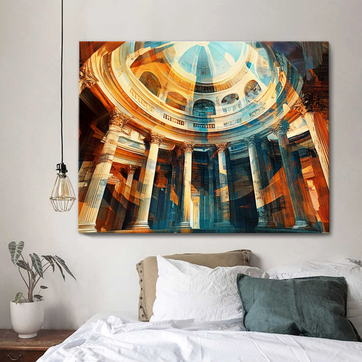 Vibrant Architecture Abstract Canvas Wall Art for Living Room