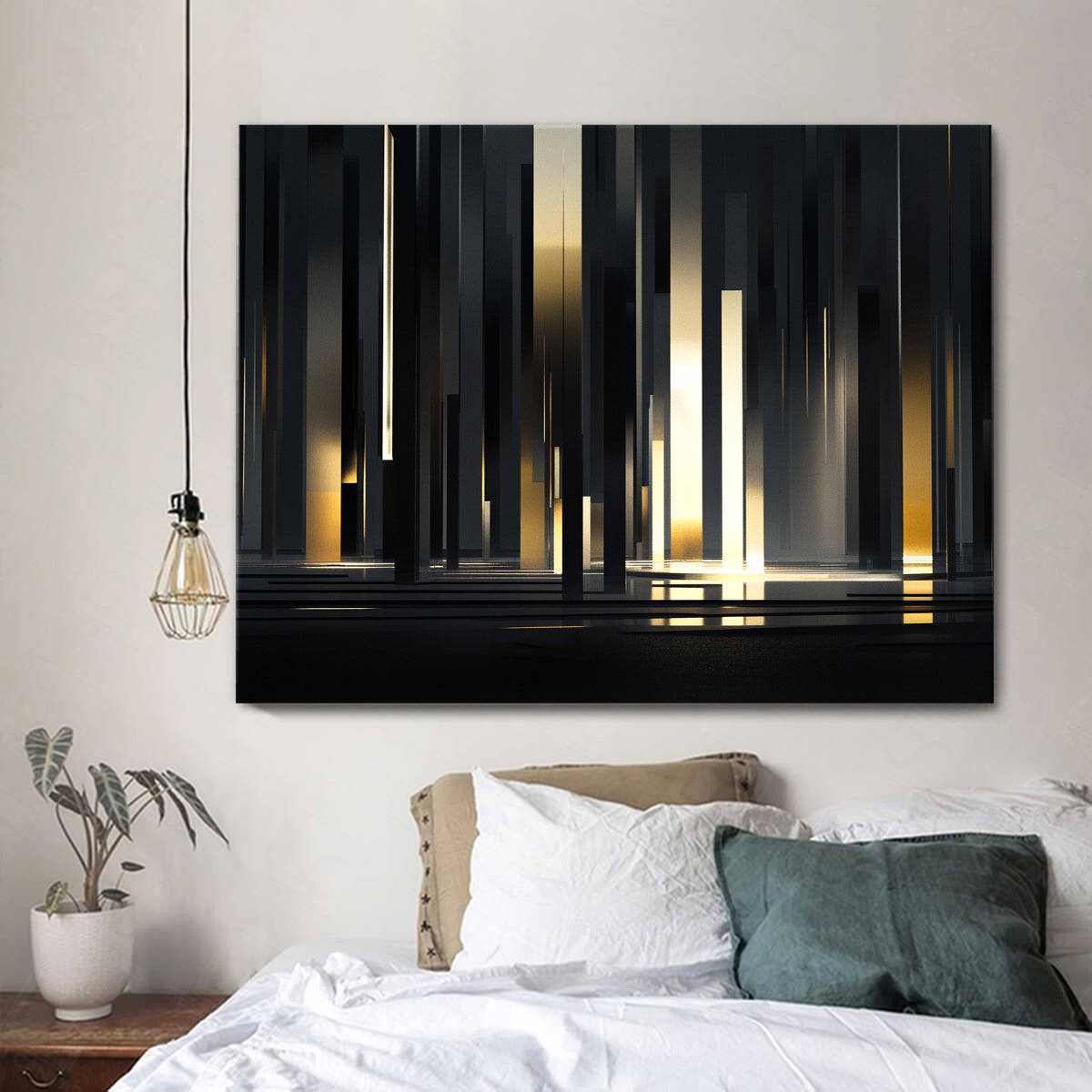 Urban Echoes Futuristic Minimalism Abstract Canvas Wall Art
