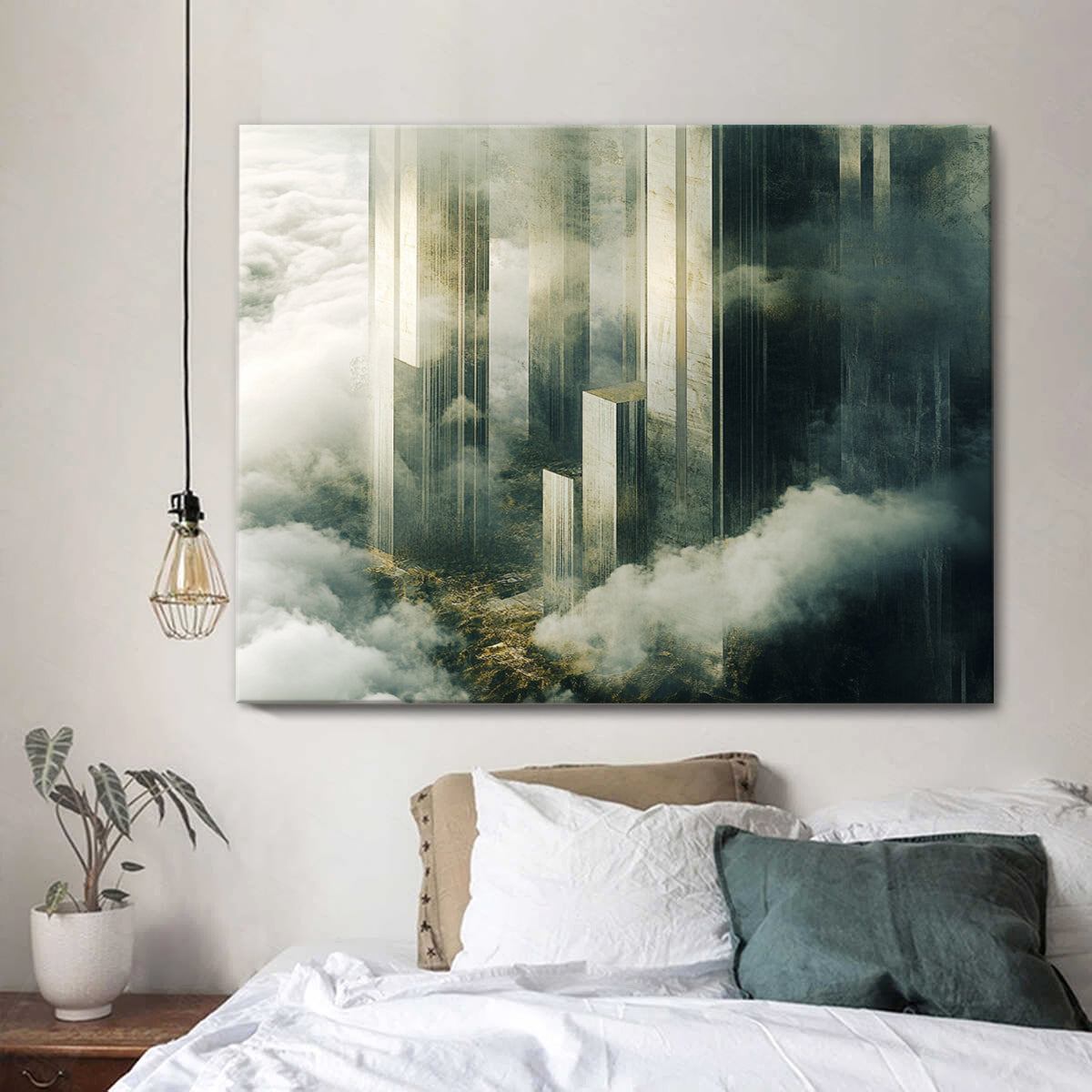 Celestial Towers Architectural Landscape Abstract Canvas Wall Art
