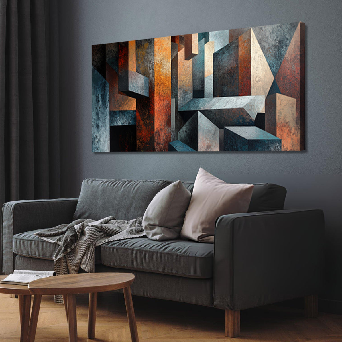 Geometric Harmony Cubism Abstract Canvas Wall Art