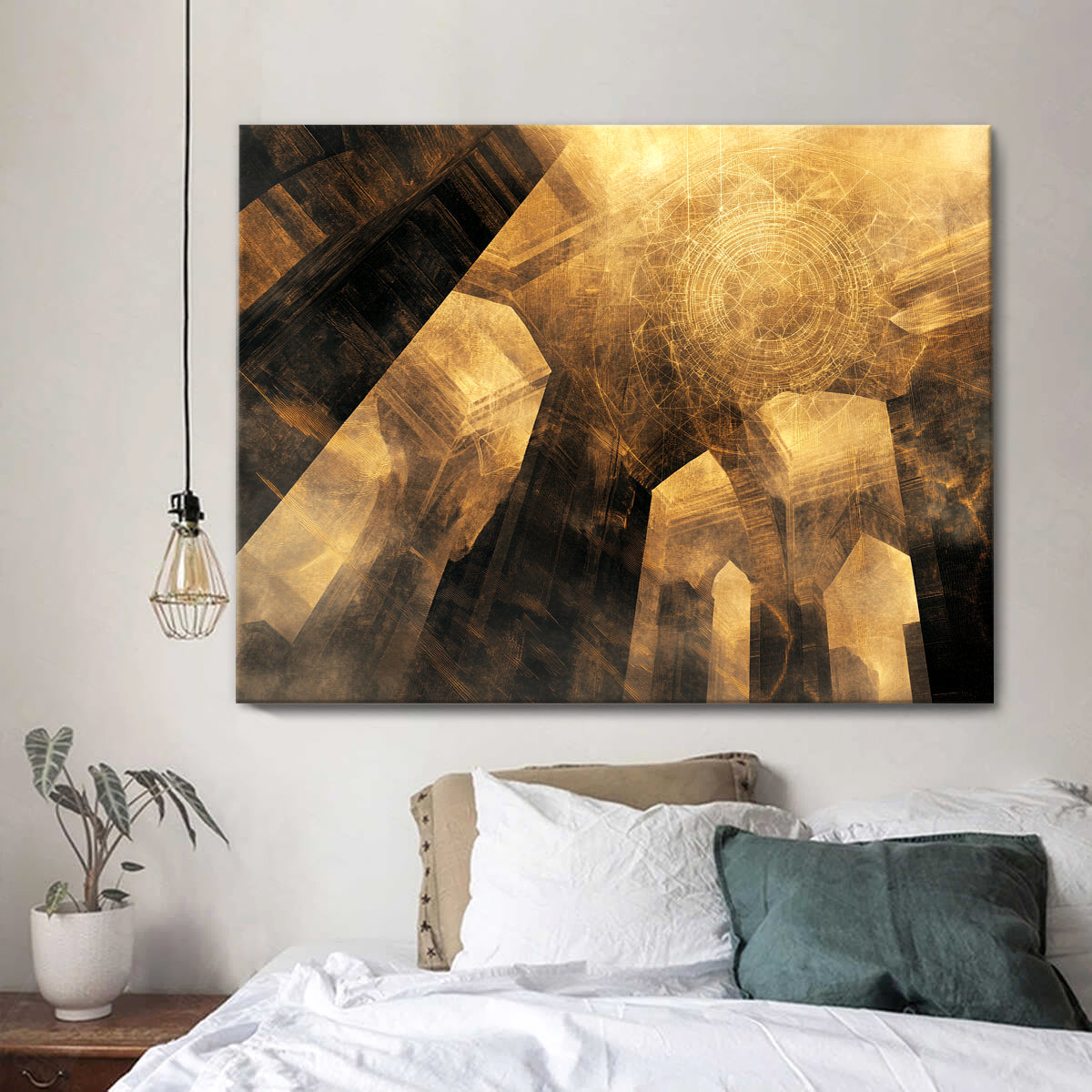 Golden Reverie Lightscape Abstract Canvas Wall Art