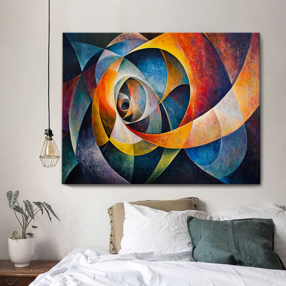 Spiral of Colors Geometric Abstract Canvas Wall Art
