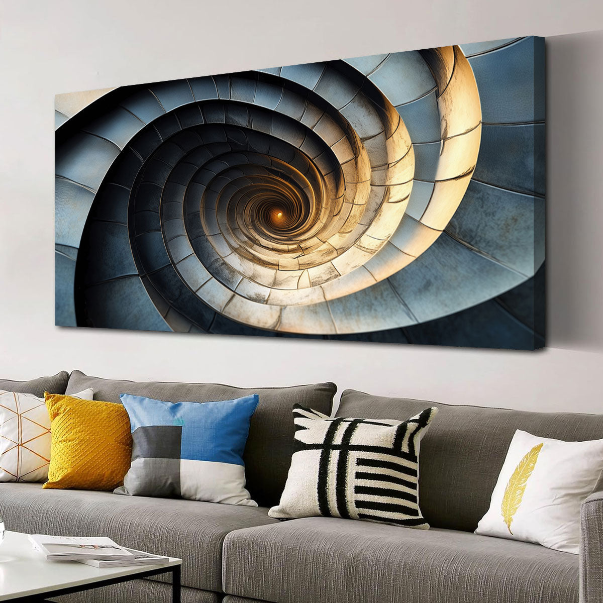 Spiral Architecture Abstract Canvas Wall Art for Living Room