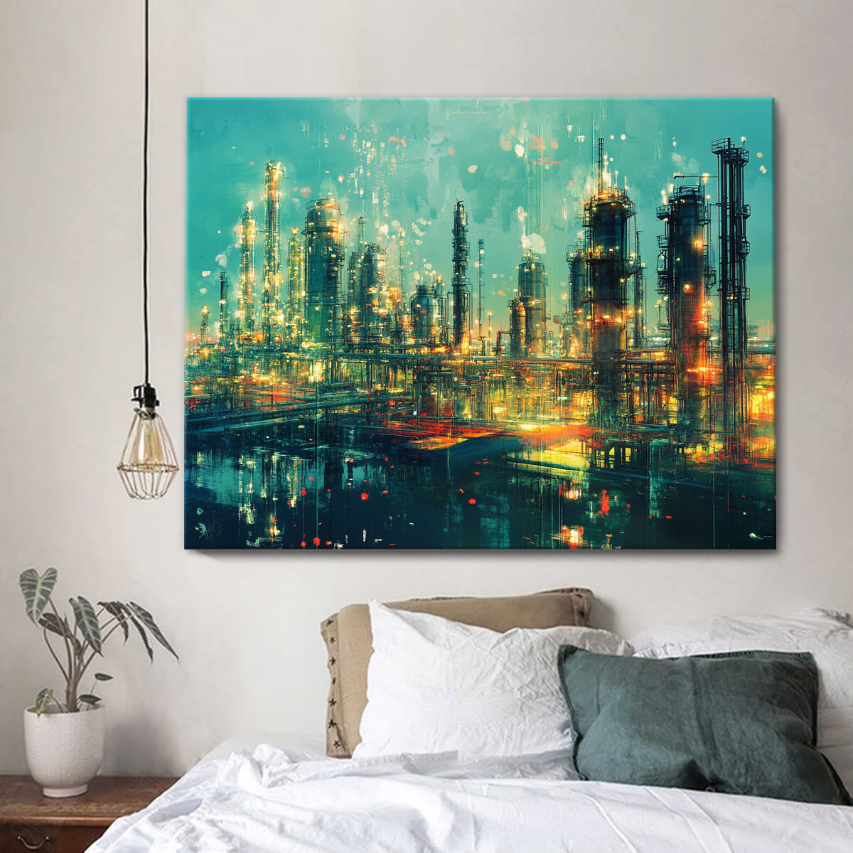 Industrial Dreams Contemporary Urban Abstract Canvas Wall Art