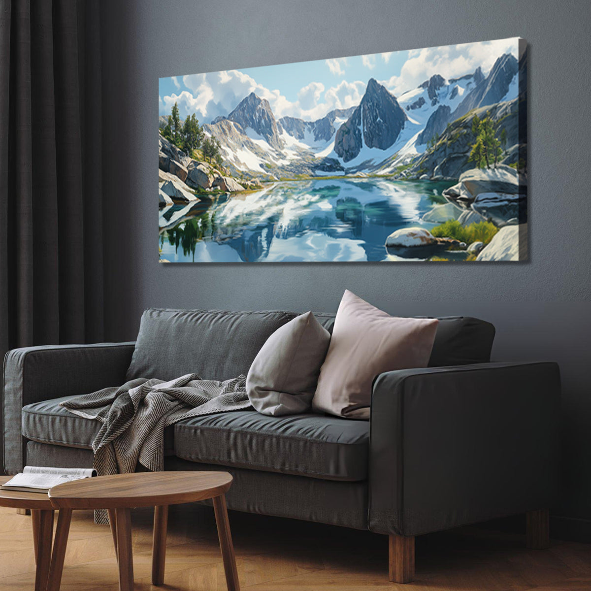 Tranquil Peaks Realistic Landscape Abstract Canvas Wall Art