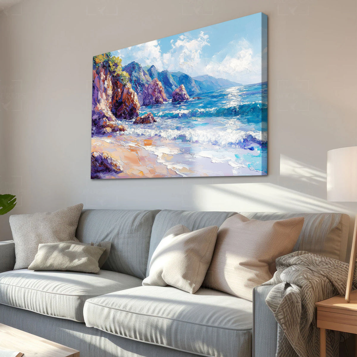 Coastal Harmony Seascape Abstract Canvas Wall Art