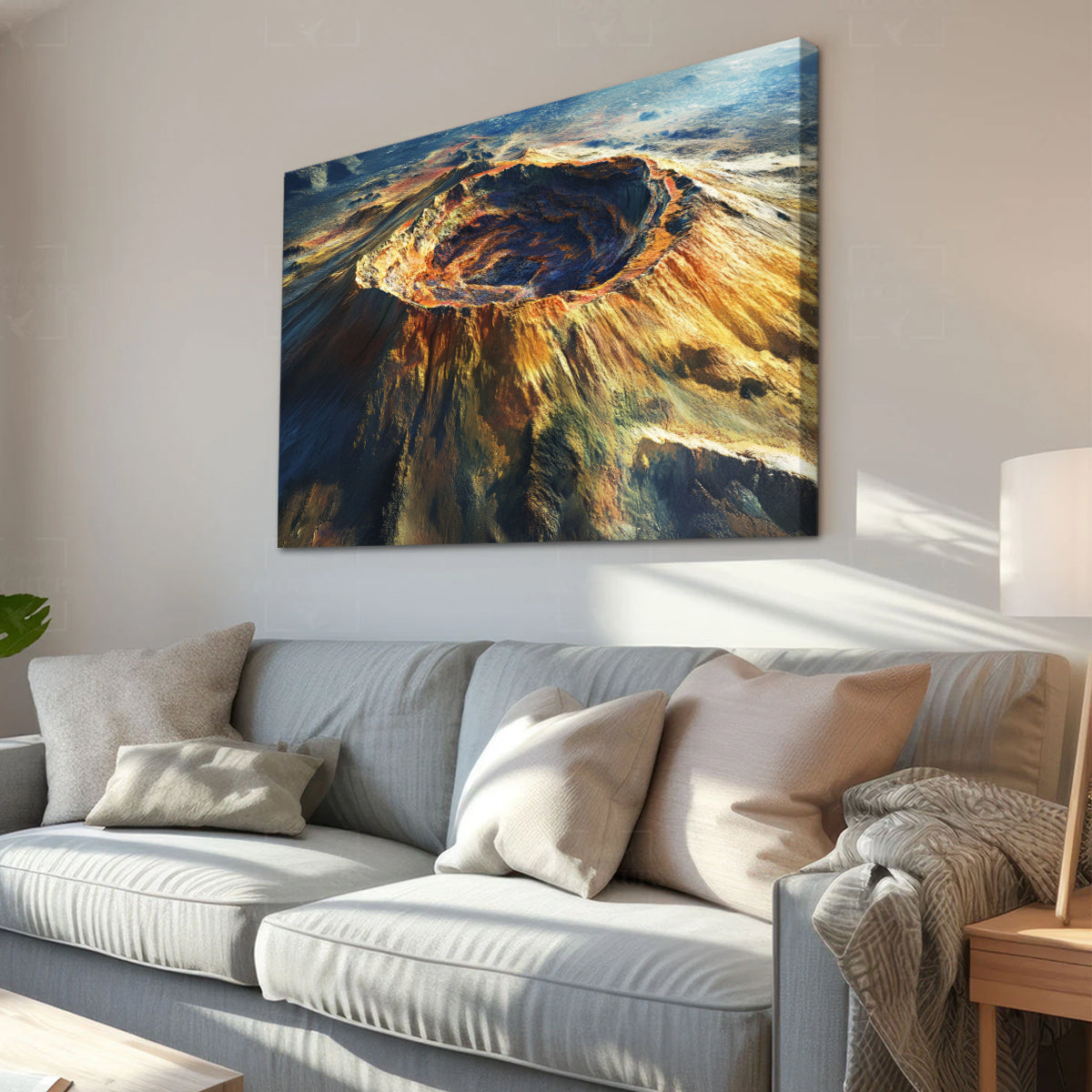 Fiery Crater Mountain Dramatic Abstract Canvas Wall Art