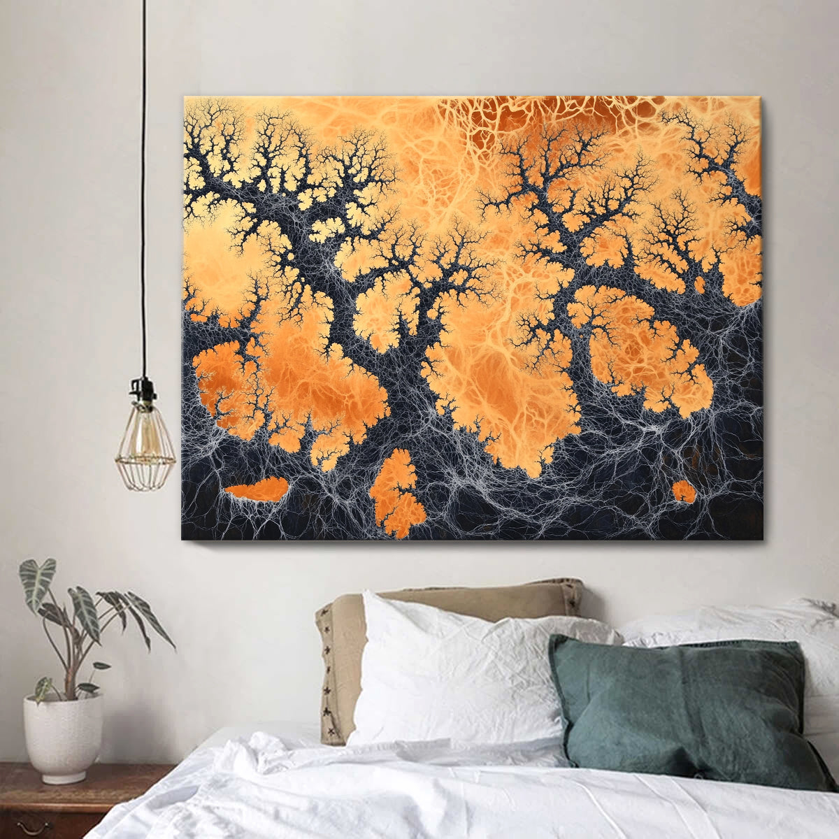 Fiery Roots Dynamic Abstract Canvas Wall Art