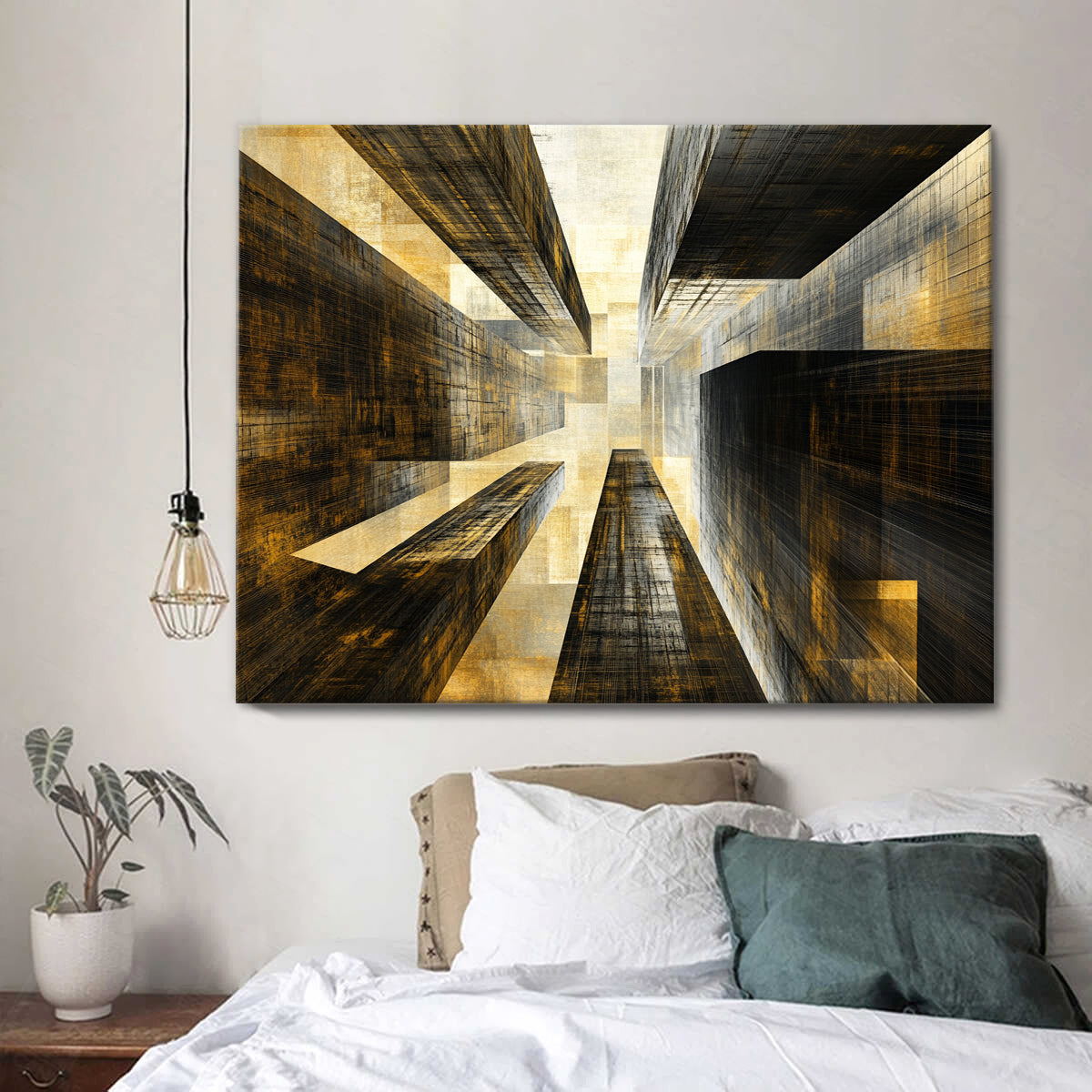Urban Ascent Geometric Abstract Canvas Wall Art