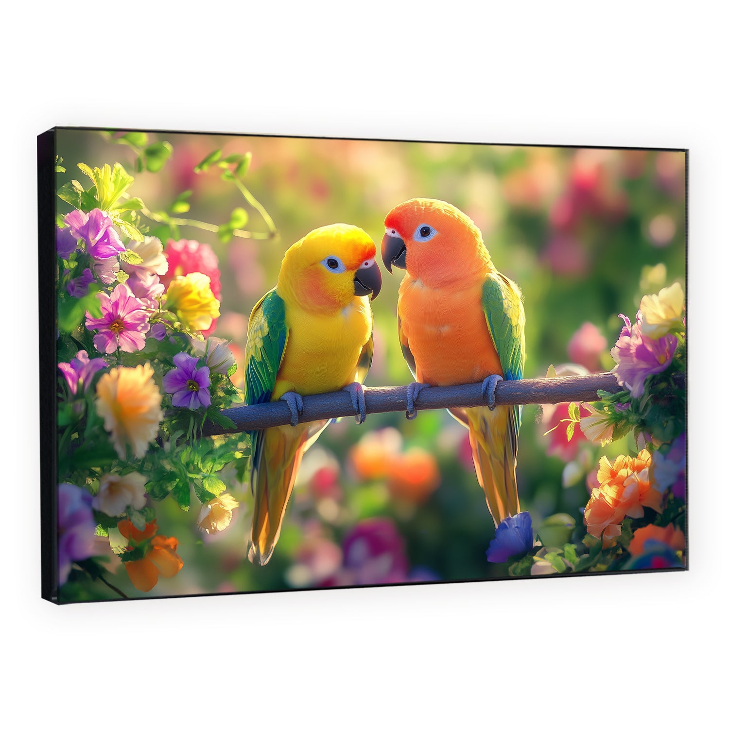Colorful Parrots Realistic Painting Tropical Canvas Art