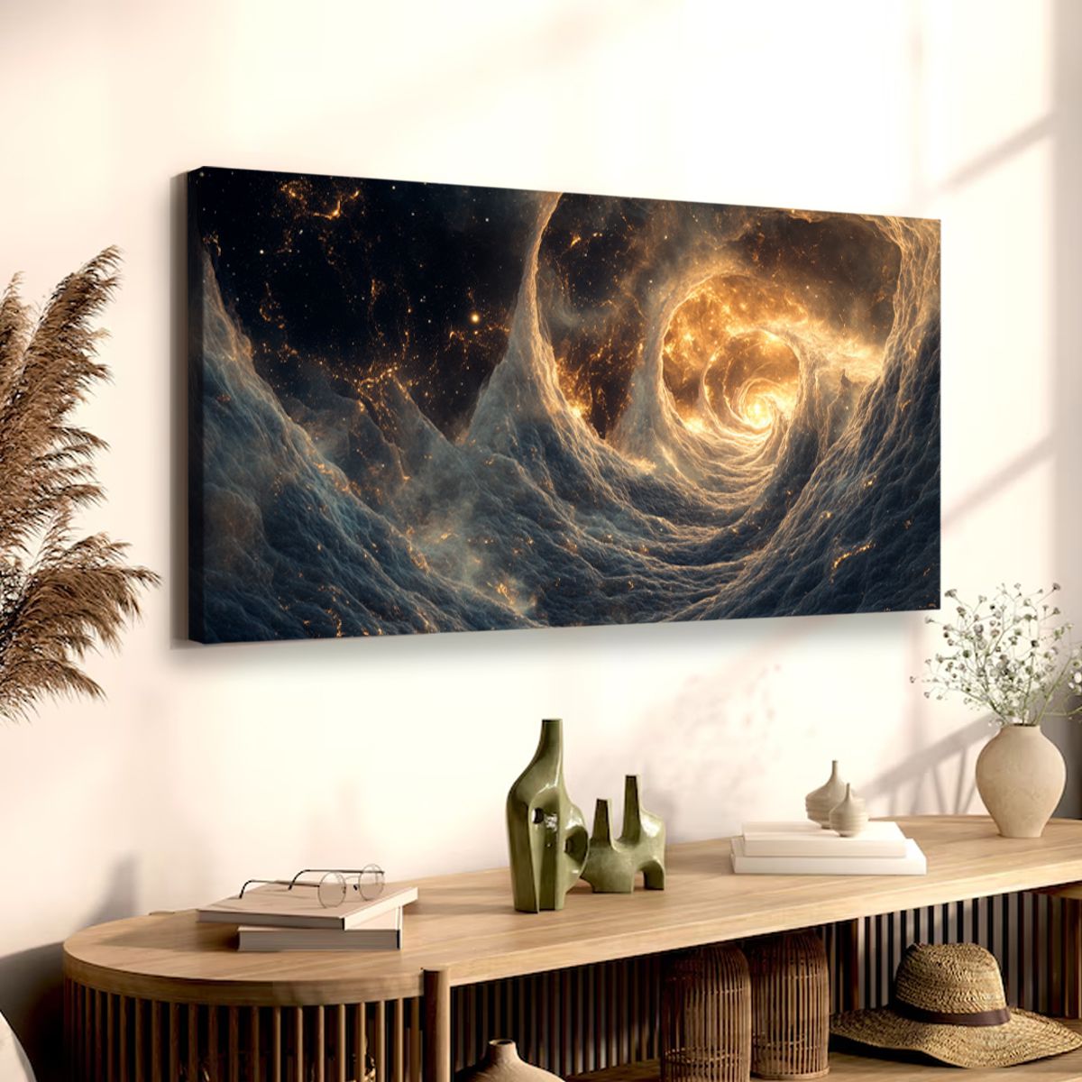 Cosmic Spiral Contemporary Abstract Canvas Wall Art for Living Room