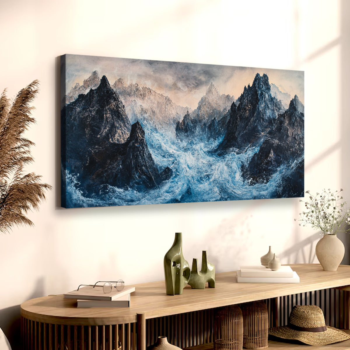 Tempestuous Peaks Landscape Abstract Canvas Wall Art for Living Room