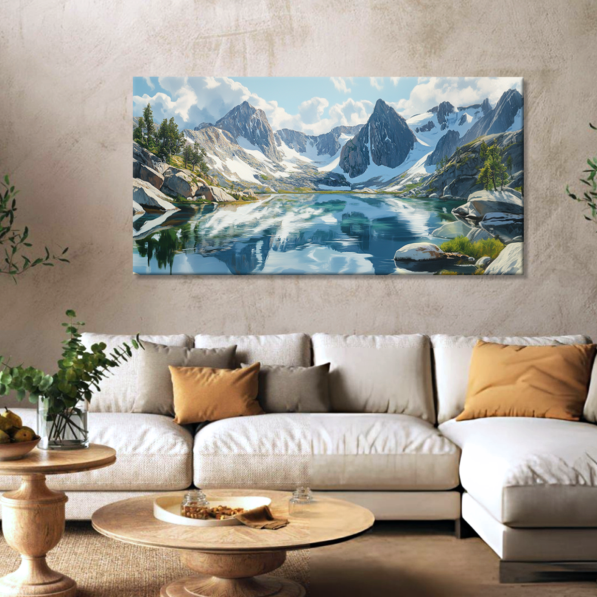 Tranquil Peaks Realistic Landscape Abstract Canvas Wall Art