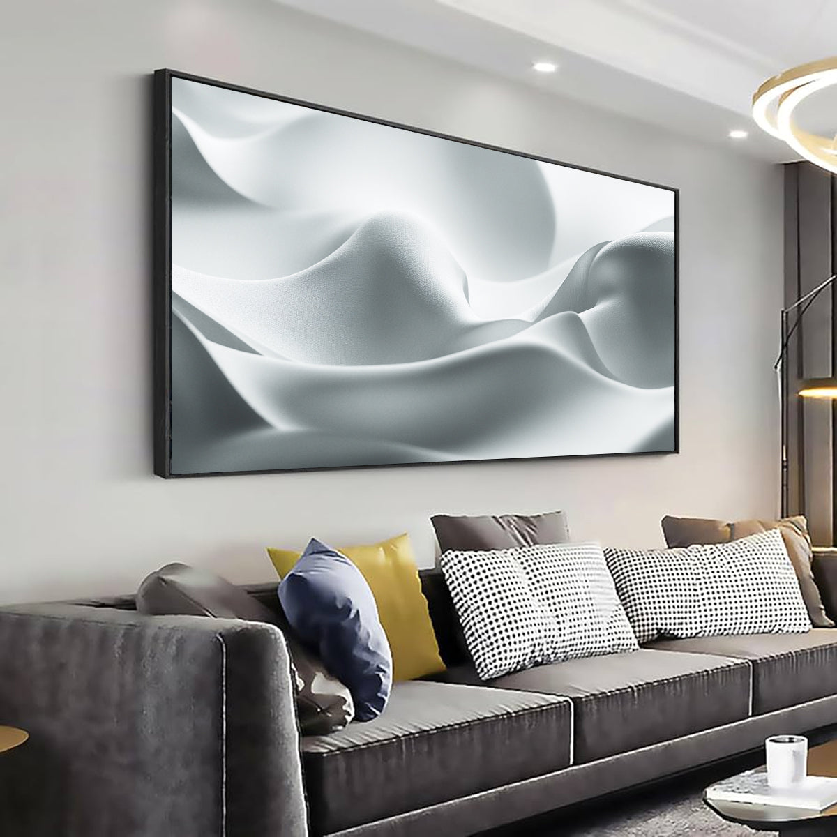 Silken Serenity Minimalist Abstract Canvas Wall Art for Living Room