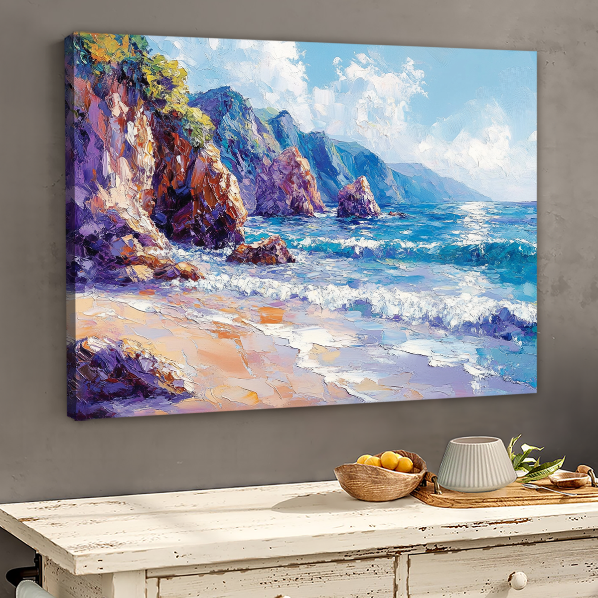 Coastal Harmony Seascape Abstract Canvas Wall Art