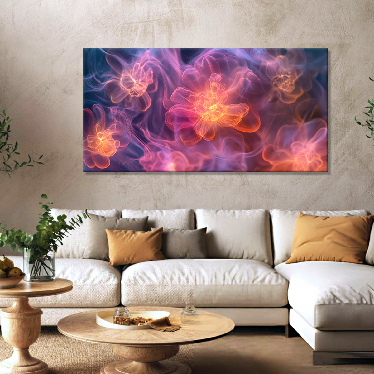 Ethereal Blooms Digital Floral Abstract Canvas Wall Art