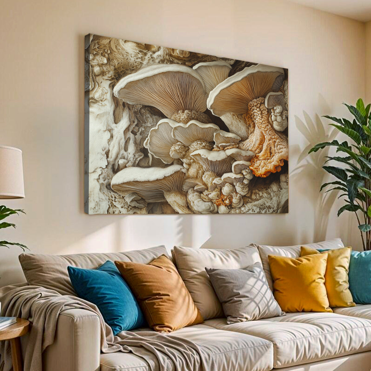 Earthly Fungi Nature Abstract Canvas Wall Art for Living Room