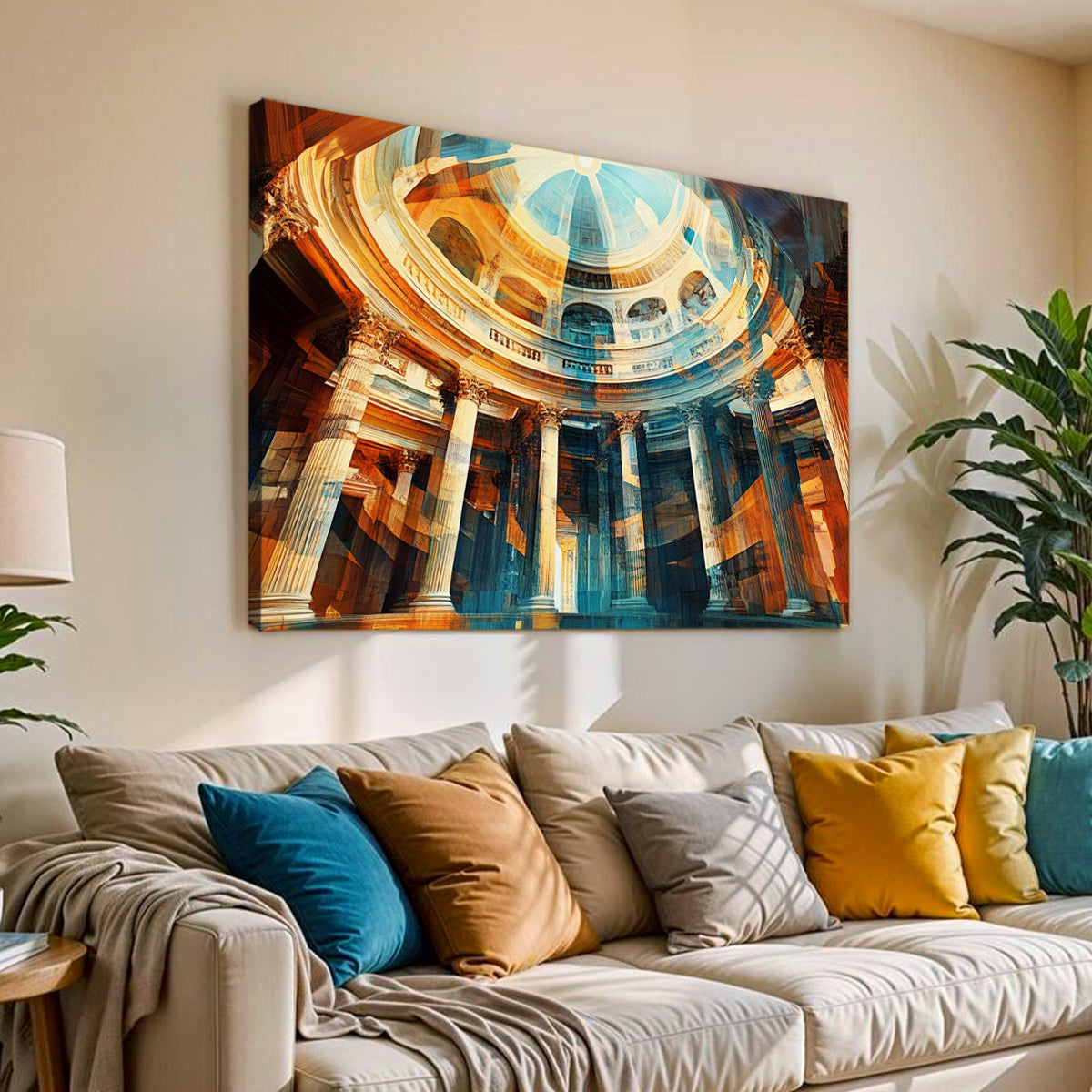 Vibrant Architecture Abstract Canvas Wall Art for Living Room