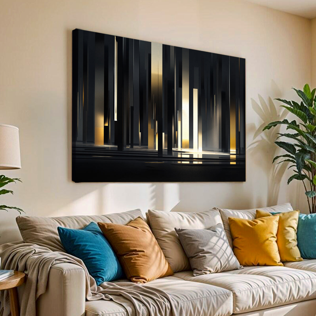 Urban Echoes Futuristic Minimalism Abstract Canvas Wall Art
