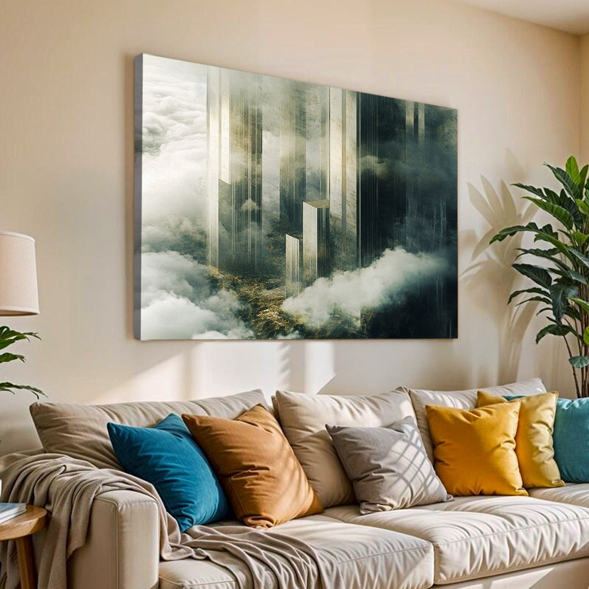 Celestial Towers Architectural Landscape Abstract Canvas Wall Art