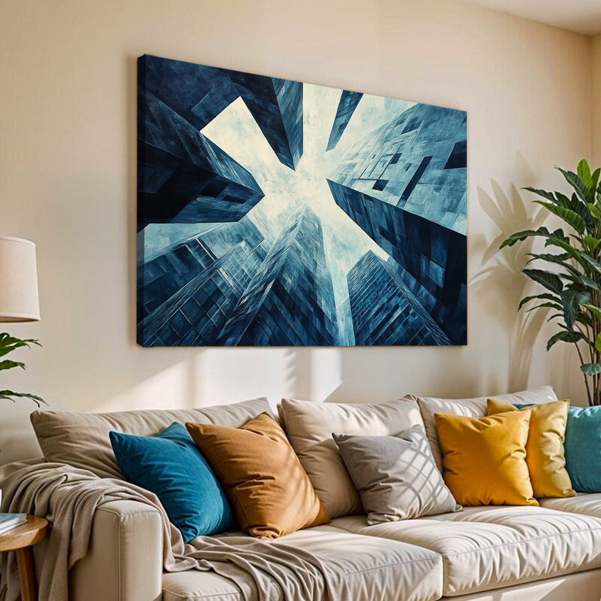 Skyward Ascent Modern Architecture Abstract Canvas Wall Art