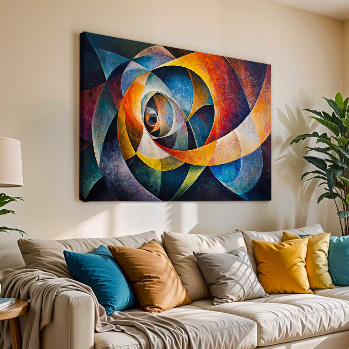 Spiral of Colors Geometric Abstract Canvas Wall Art