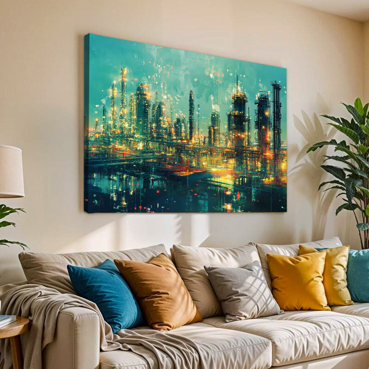 Industrial Dreams Contemporary Urban Abstract Canvas Wall Art