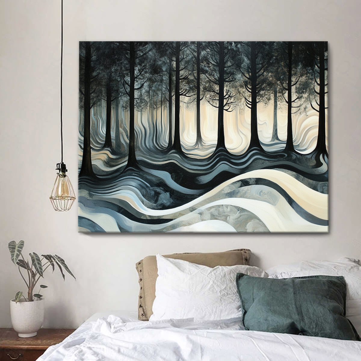 Whispering Woods Nature Abstract Canvas Wall Art for Living Room
