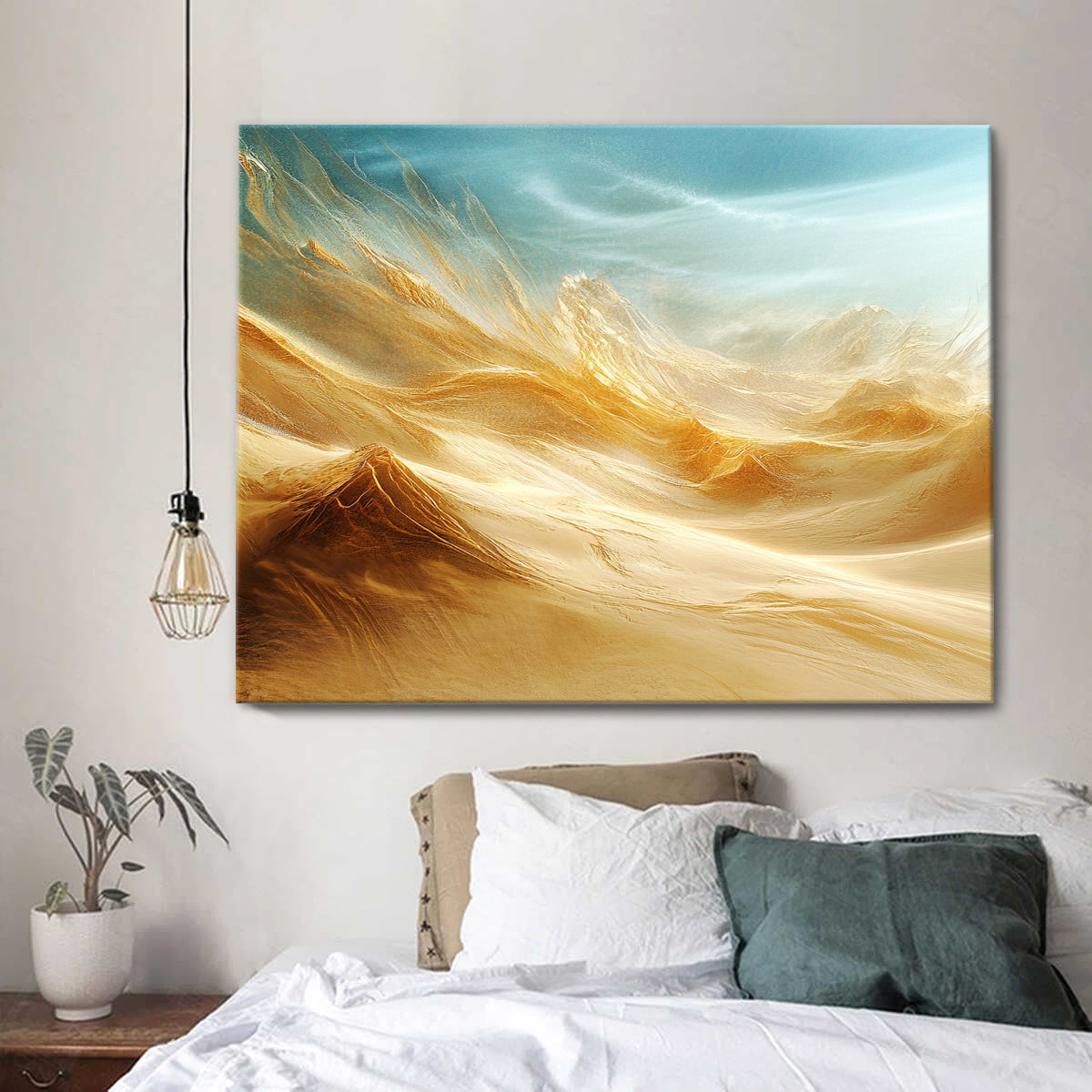 Desert Dreams Golden Landscape Abstract Canvas Wall Art