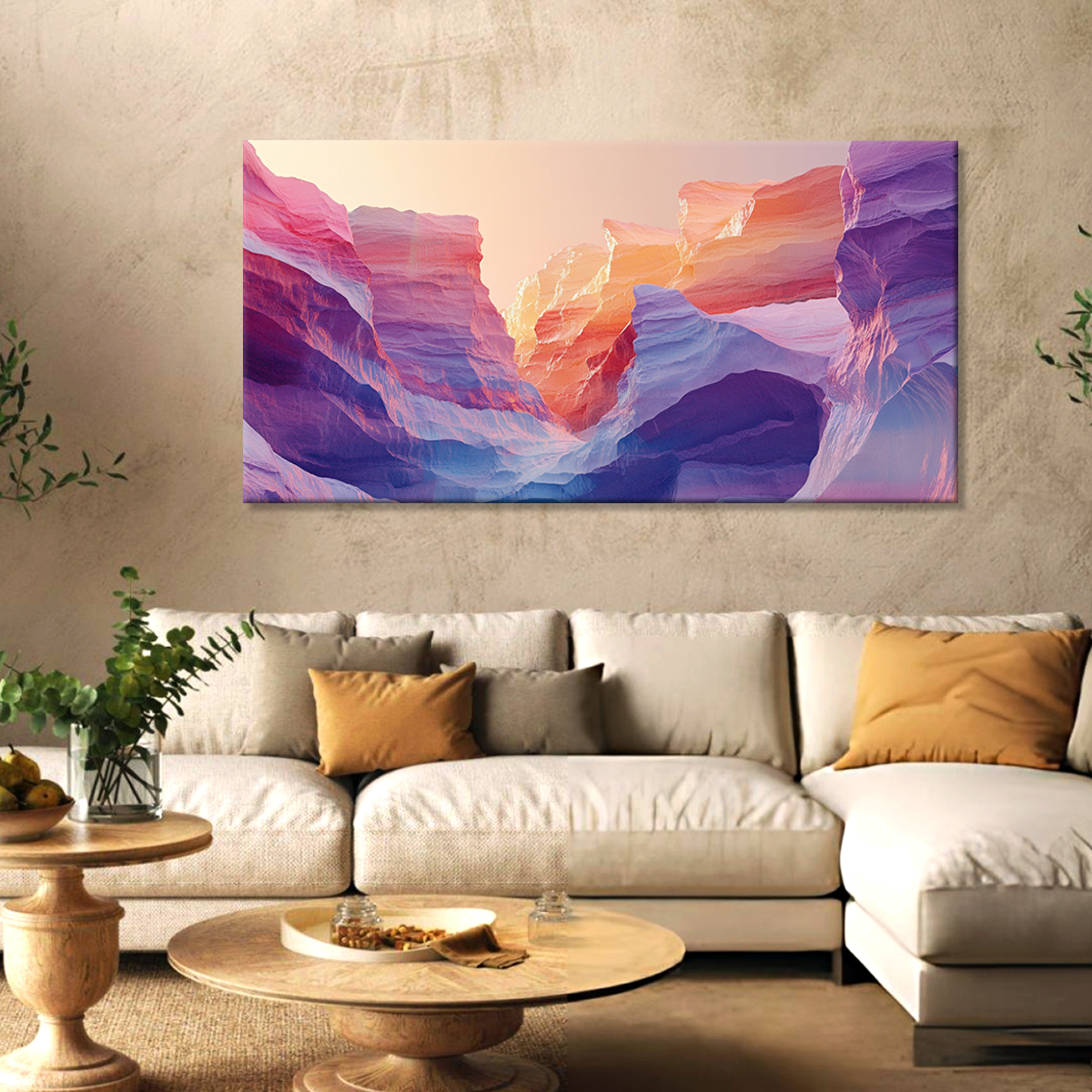 Twilight Canyons Landscape Abstract Canvas Wall Art