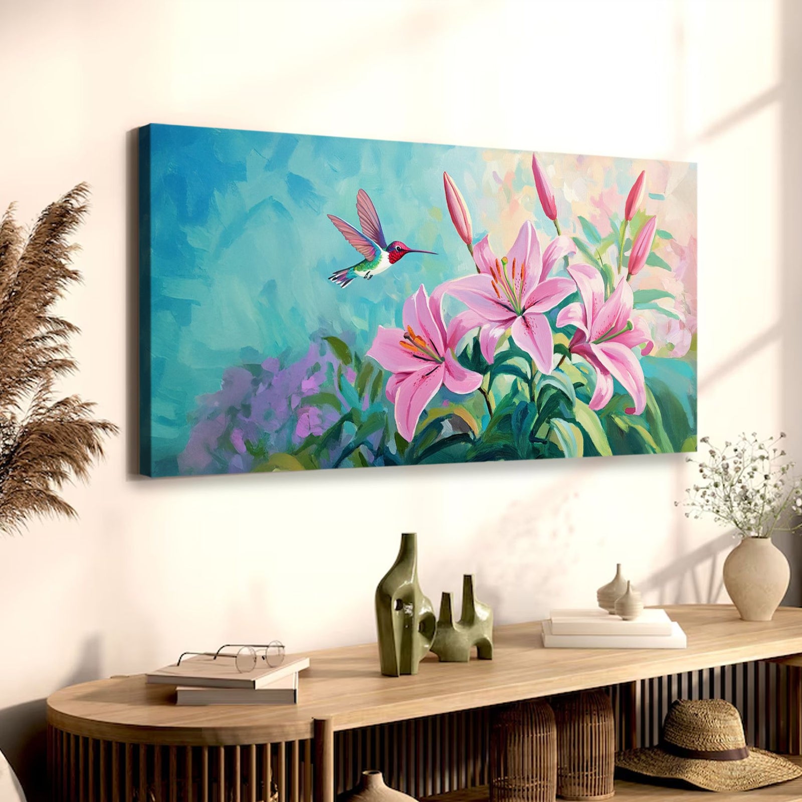 Hummingbird Floral Dance Vintage Artwork