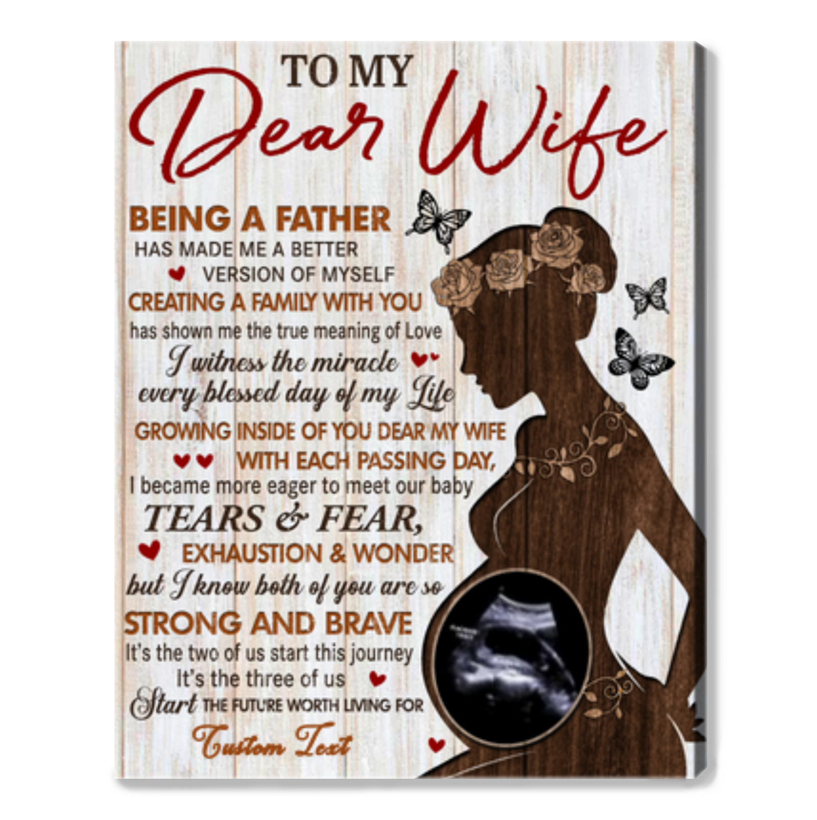 Custom Pregnant Wife Canvas Print Unique Mother's Day Gift For Wife