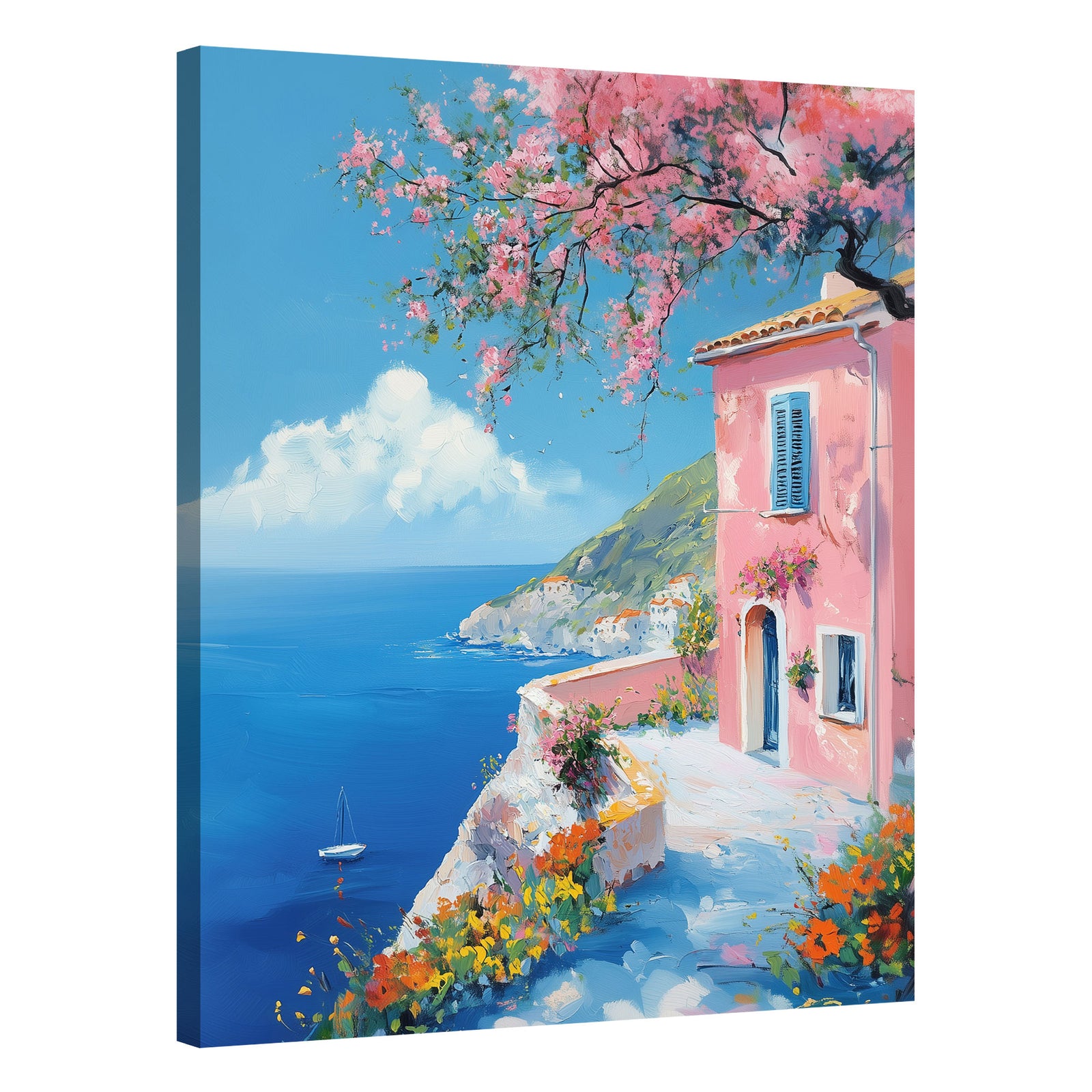 Mediterranean Art Sea Cliffside Canvas