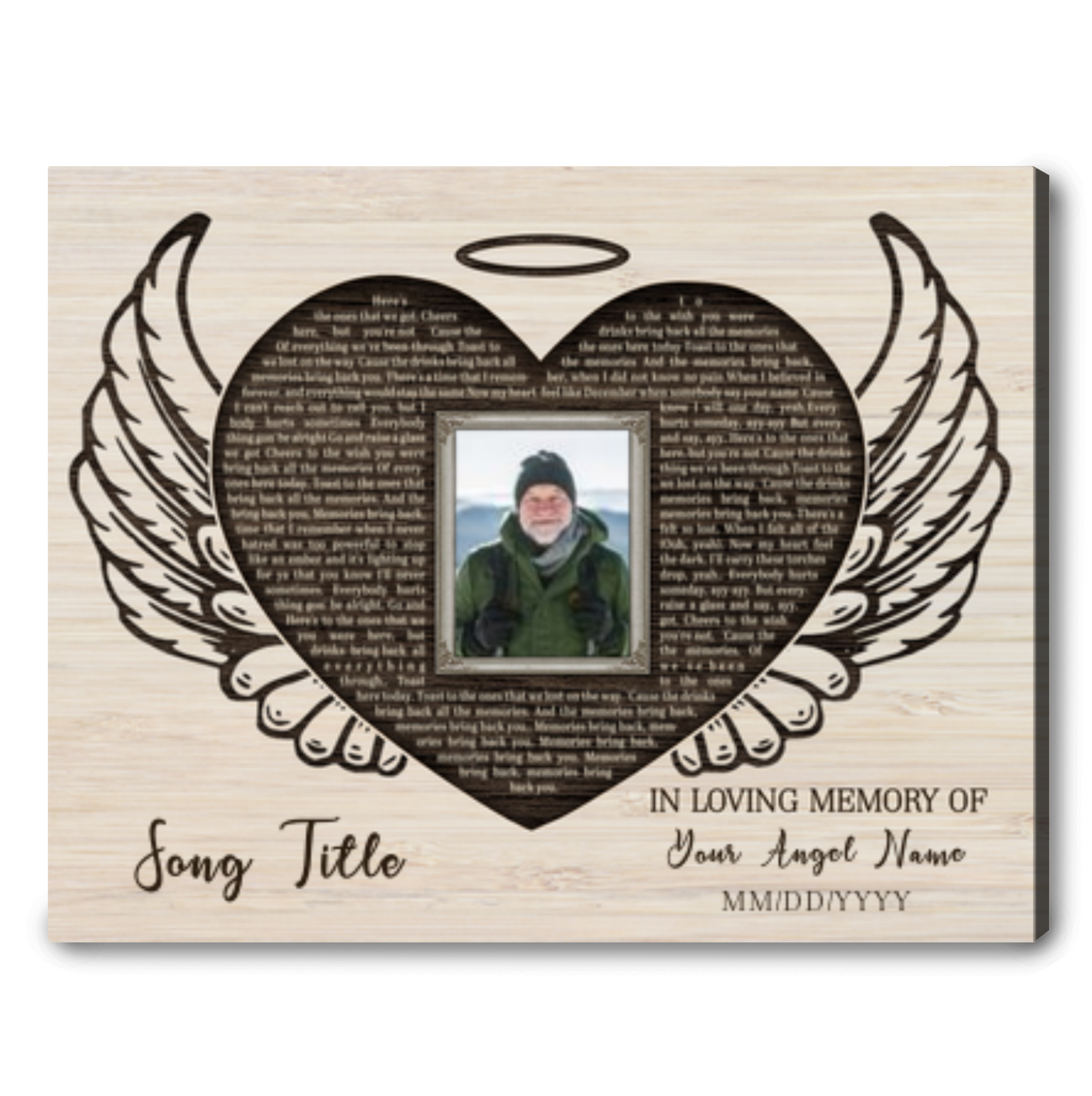 Personalized Memorial Gift Ideas Heart Angel Wings Halo Memorial Any Song Lyric