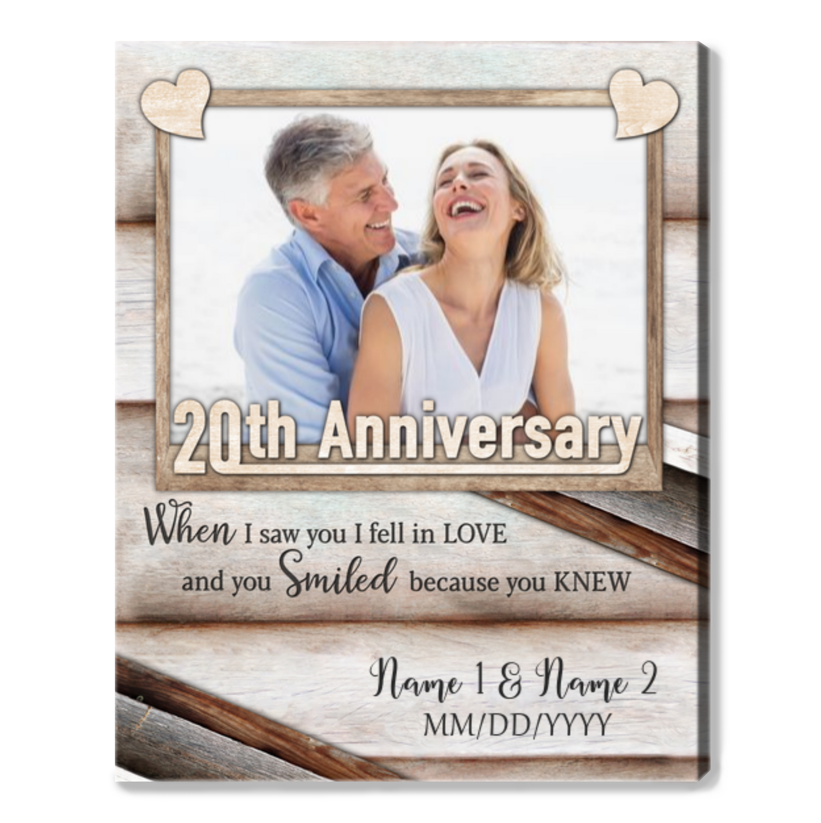 Happy 20th Wedding Anniversary Custom Photo Canvas Print