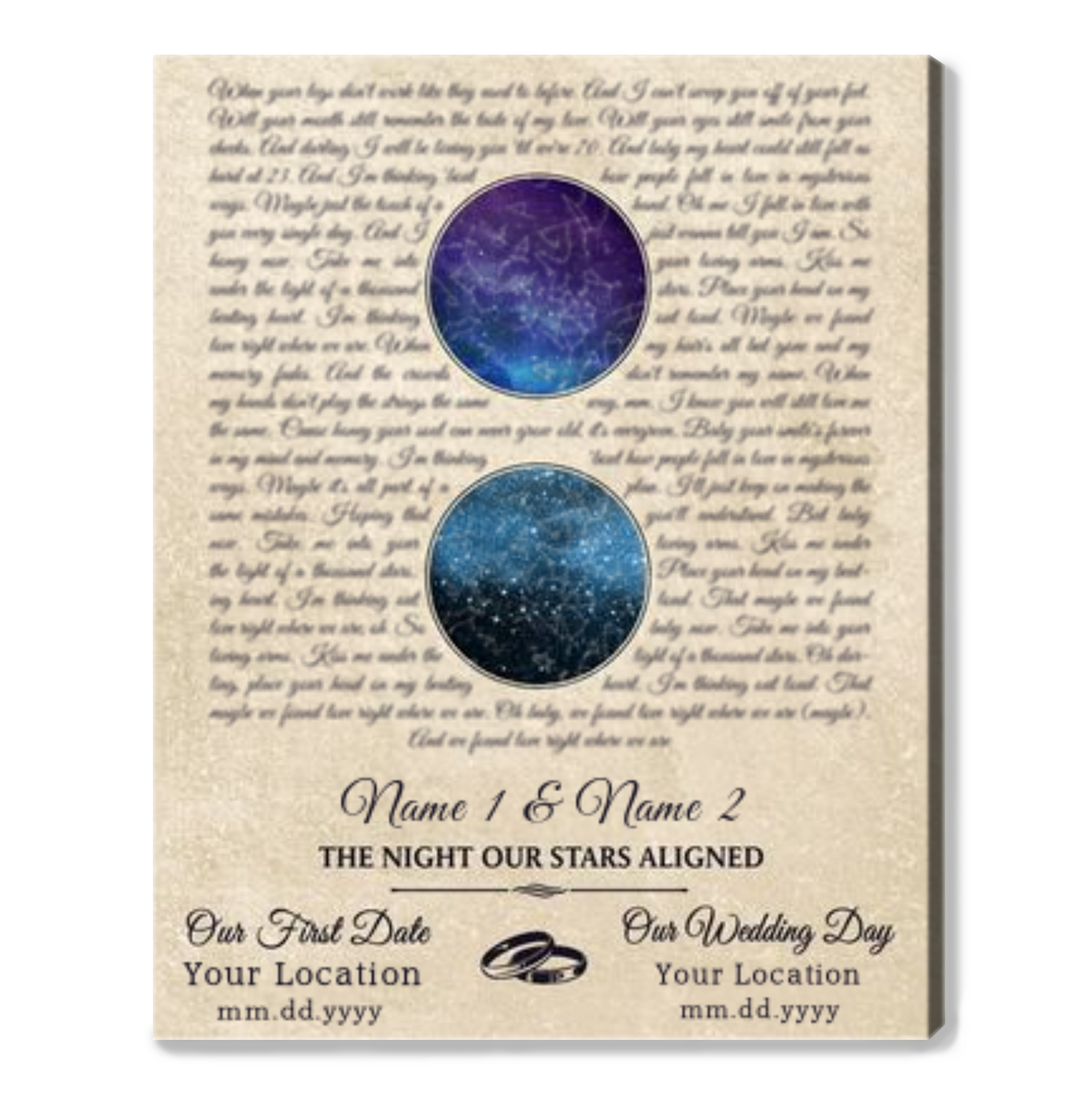 Song Lyrics Wall Art Custom Star Map By Location Gift For Him For Her On Anniversary