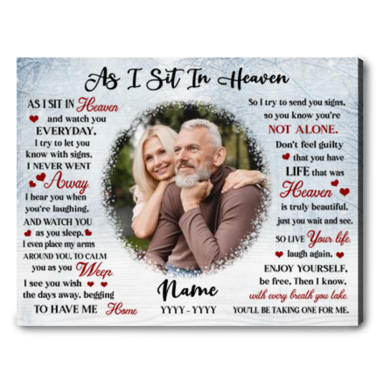 Remembrance Gift For Loss Of Loved One Custom Memorial Canvas