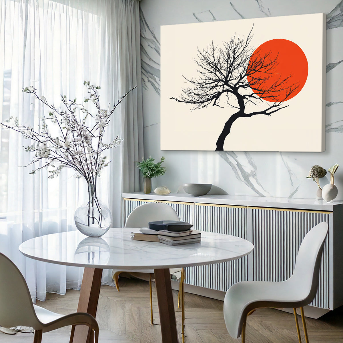 Sunset Serenity Vintage Abstract Landscape Art