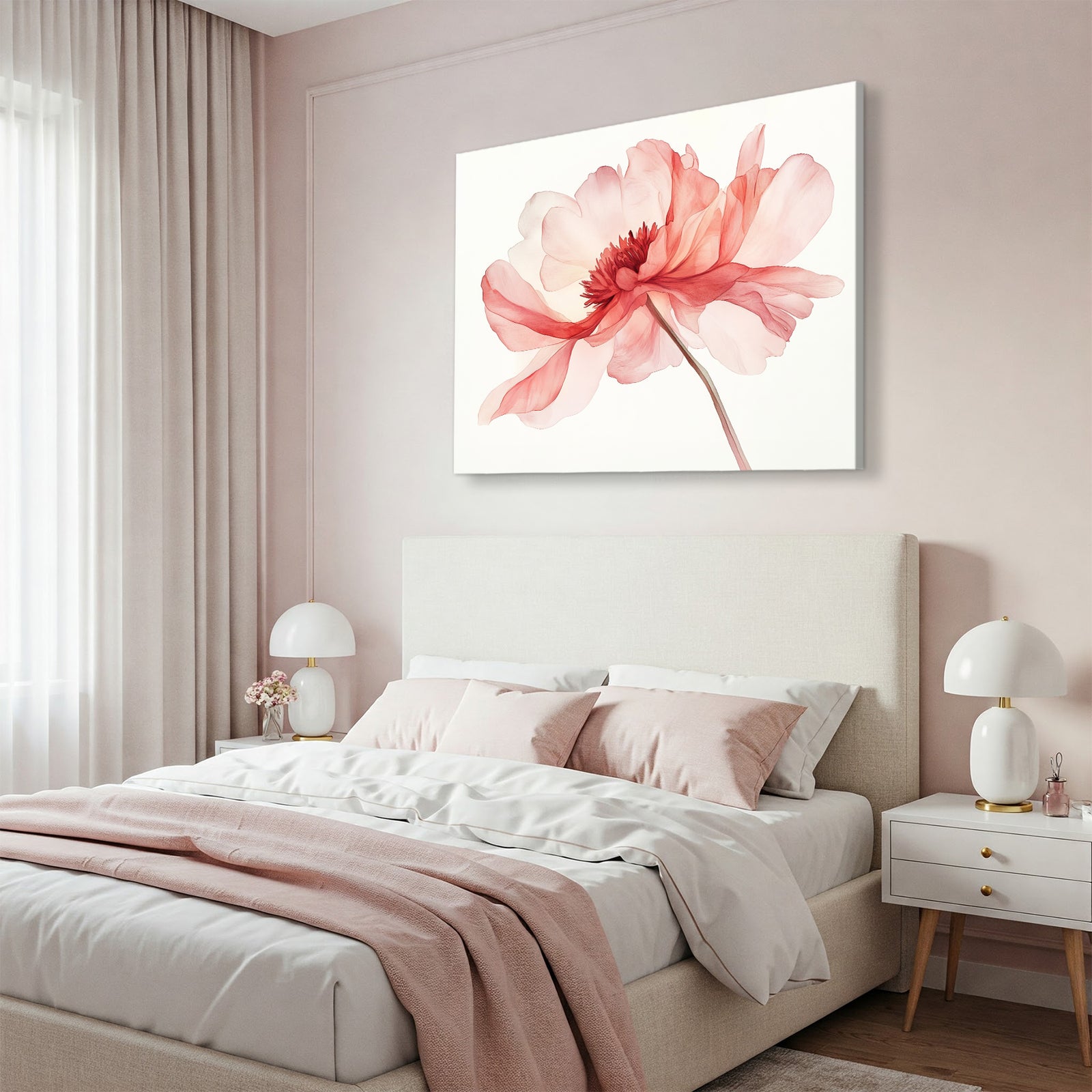 Beautiful Watercolor Peony Abstract Wall Art