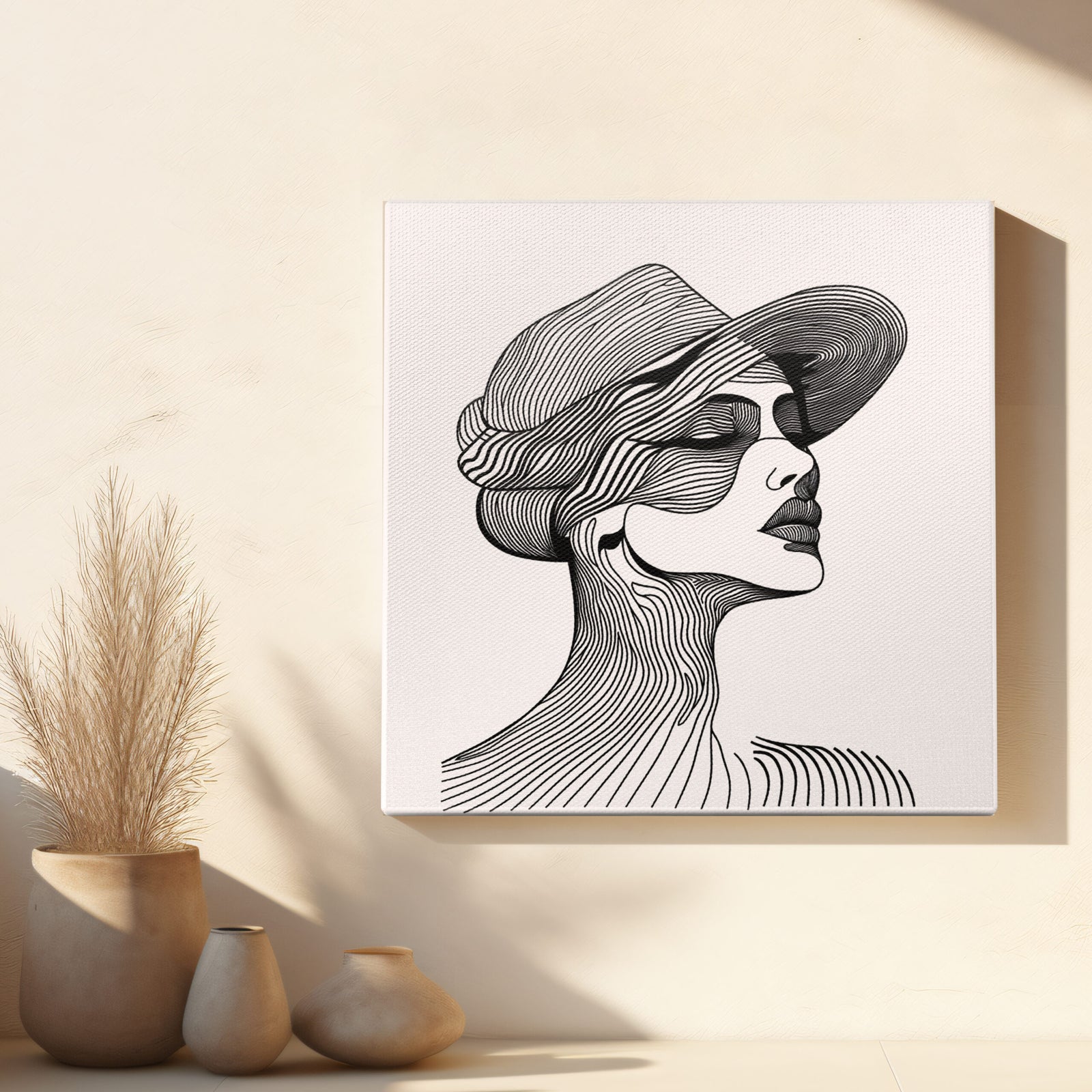 Minimalist Woman Face Patterns Canvas Wall Art