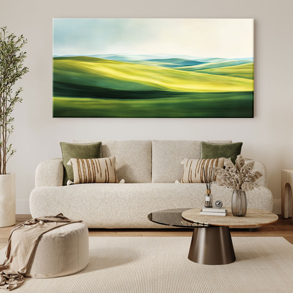 Abstract Green Landscape Misty Nature Artwork