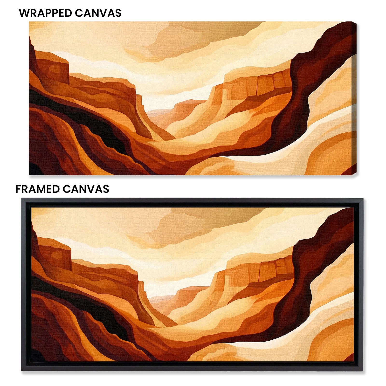 Bold Canyon Landscape Canvas in Earthy Abstract Boho Style