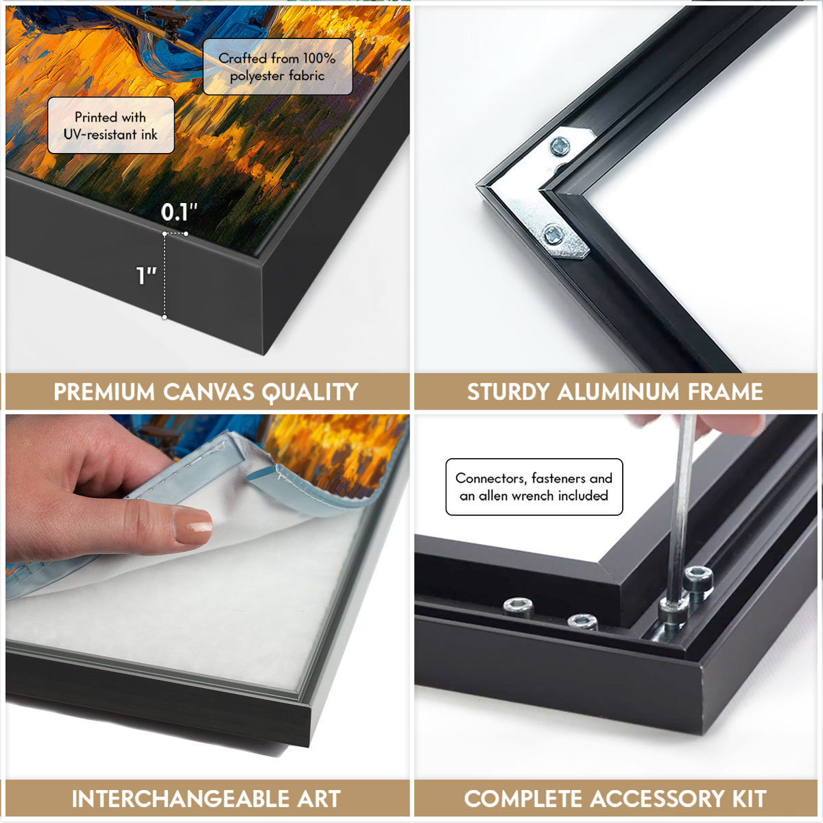 Golden Light and Blue Rowboat Oil Canvas Wall Art